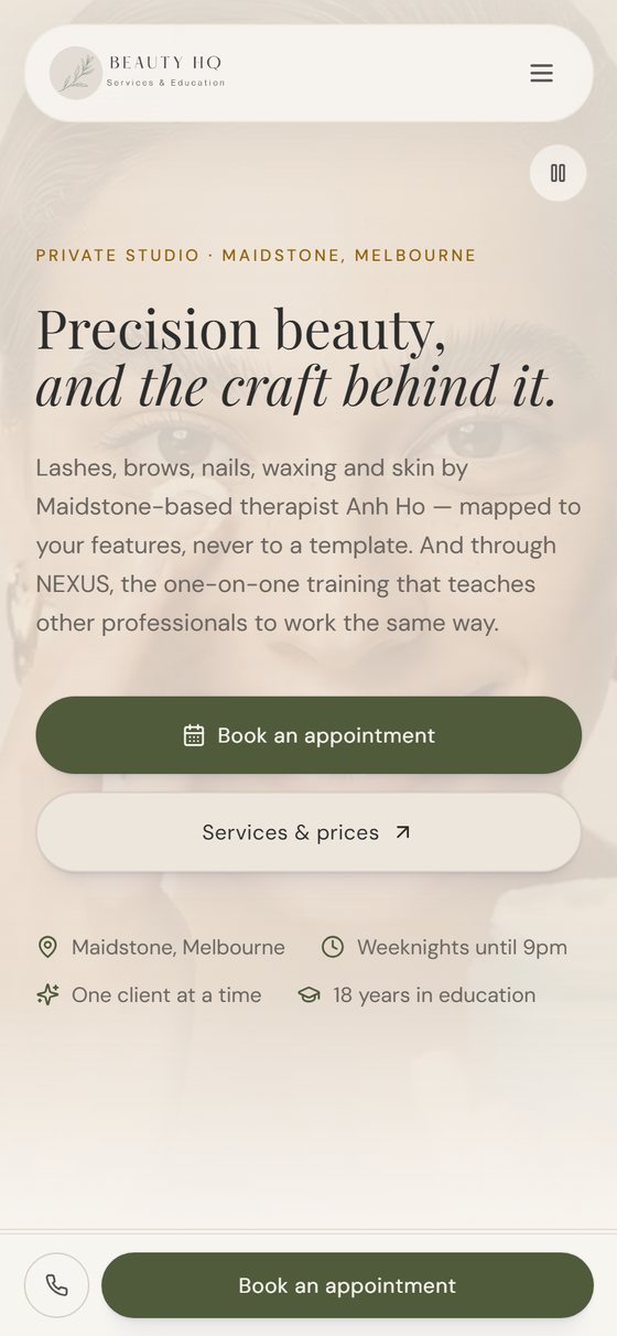Beauty HQ homepage on a phone-width screen